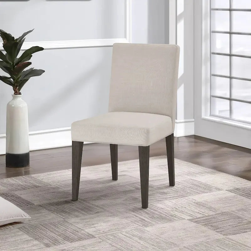 Light Gray Upholstered Parson Dining Chairs, Set of 2