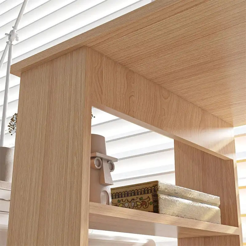 L-Shaped Rotating Corner Desk with Shelves