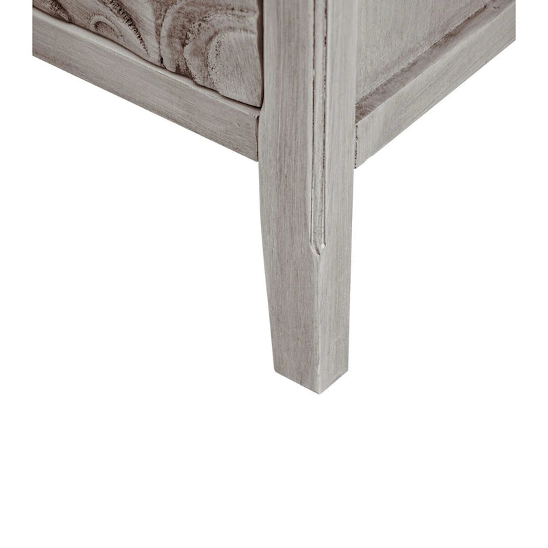 Grey and White Two-Door Floral Storage Cabinet